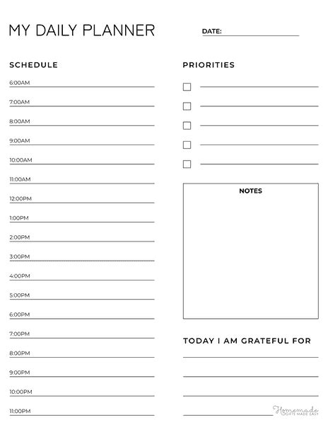 Simple Printable Daily Plan 的图像结果