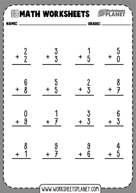 Image result for One Digit Addition Worksheets