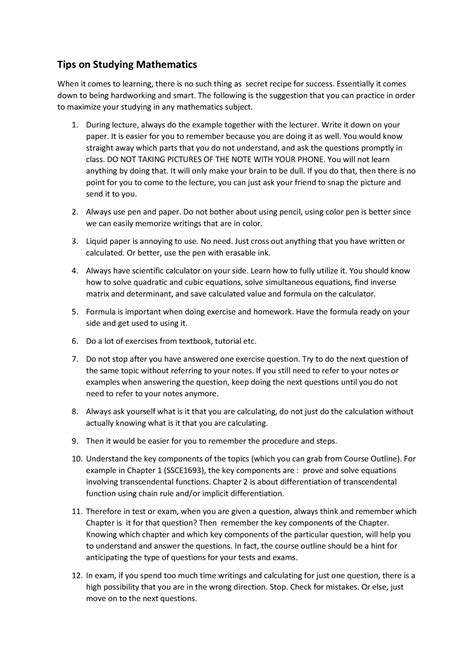 Image result for Mathematics Freshman Tips