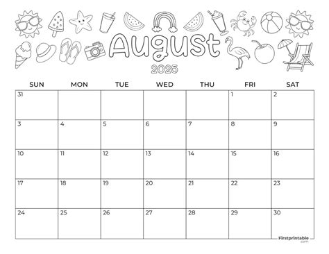 August 2025 Calendars - Free Printable & Fillable