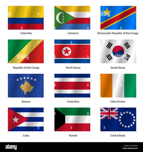 Set Flags of world sovereign states. Vector illustration Stock Photo ...