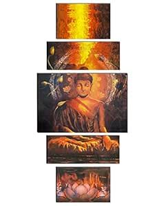 Indianara Set of 5 Gautam Buddha Art Decor Wall Hanging Laminated Matt ...