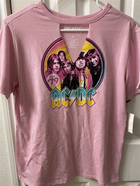 AC/DC Tee Shirt Tour Band Rock Music Festival Boho Pink AC DC S New ...