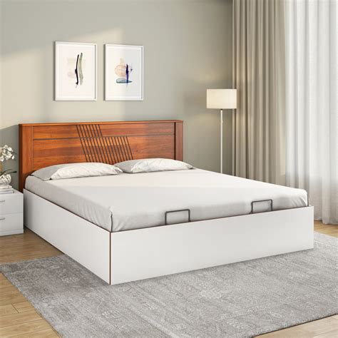Electra Prime Bed with Semi Hydraulic Storage (White) | Nilkamal Homes