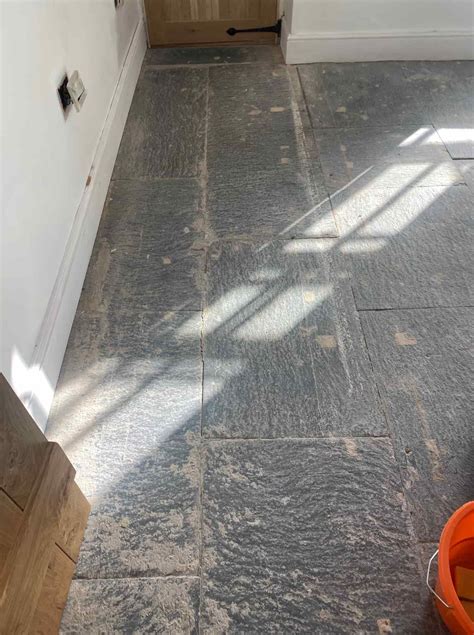 Old Black Slate Floor Milled Flat and Cleaned in Grange over Sands ...
