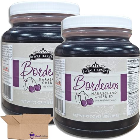 Royal Harvest Bordeaux Maraschino Cherries With Stems Value Pack | 72 ...
