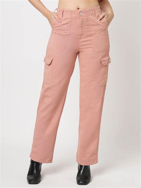 Buy Women Blush Pink High-Rise Cargo | Kraus Jeans