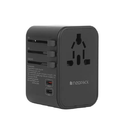 Neopack World Traveller Plus Adapter 35W with India Plug, 2 X USB-C PD ...