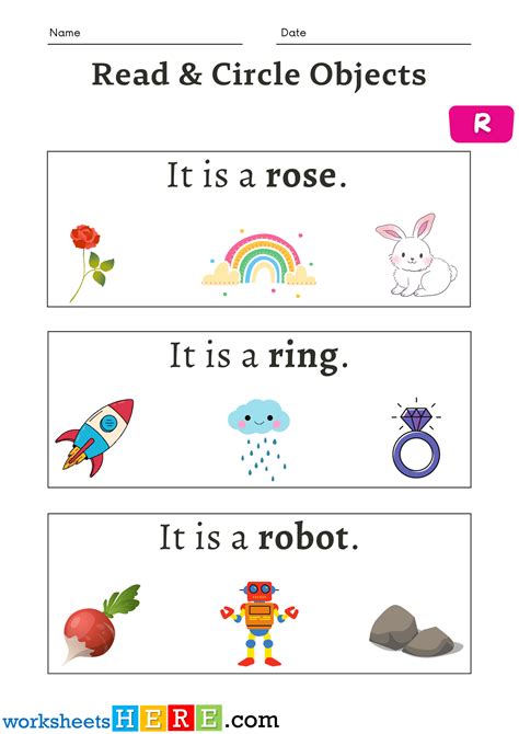 Read Sentences and Circle Objects Starting Letter R Activity Worksheets For Kids ...