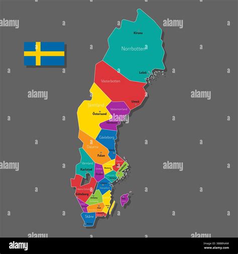 Vector map of Sweden with names of cities and with borders city Stock Vector Image & Art - Alamy