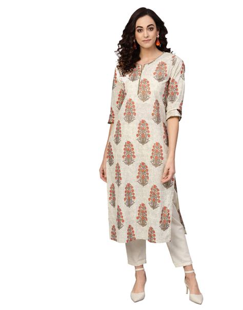 Cotton Cambric Sequin Work Straight Kurta (Beige) – Yash Gallery
