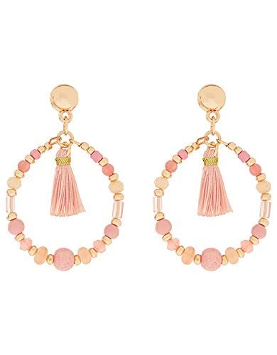 Accessorize London Limoncelle Beaded Hoop Hoop Earrings for Women (Pink ...