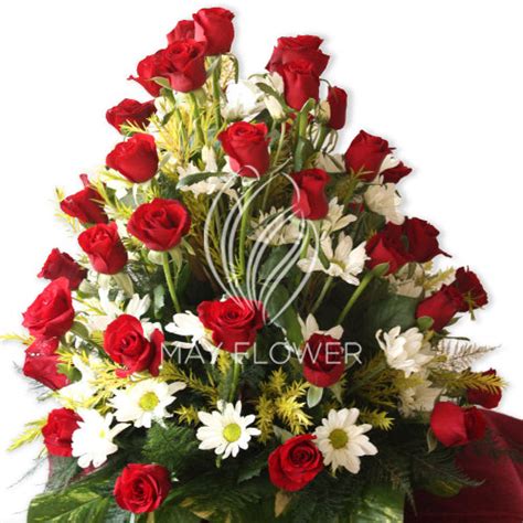 Red White Basket of Flowers – May Flower