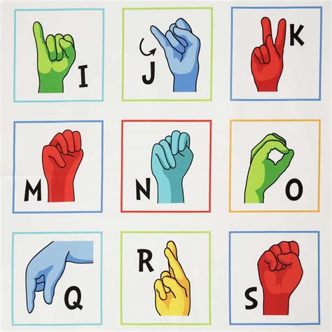 White sign language fabric Robert Kaufman hand gesture abc Fabric by ...