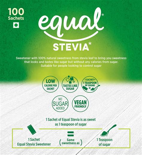 Buy EQUAL STEVIA NATURAL SWEETENER SUGAR FREE 100 SACHET PACK OF 2 ...