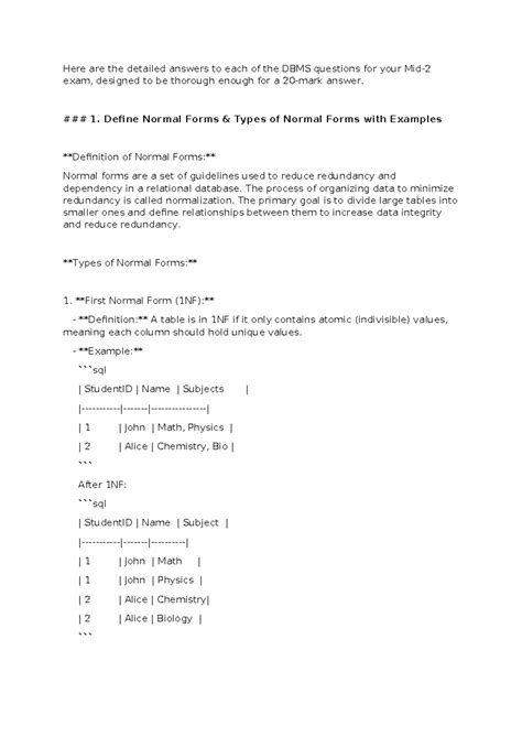 DBMS Midterm 2 Answers: Normal Forms, Triggers, and File Organization ...