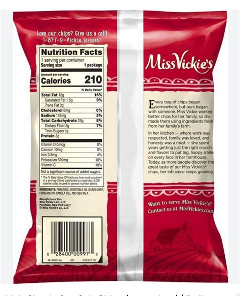 Miss Vickie's Sea Salt Flavored Kettle oked Potato Chips, 1.375 Ounce ...
