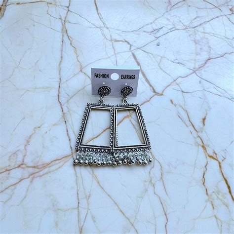 Silver Earring Bezel - Rectangle (A)
