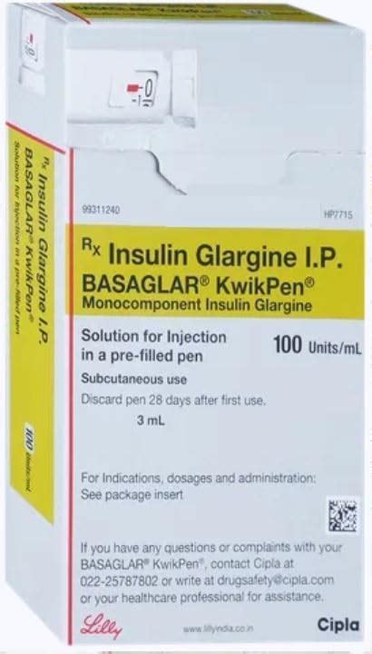 Basaglar 100IU/ml Kwikpen - Penfill of 3ml Injection : Amazon.in ...