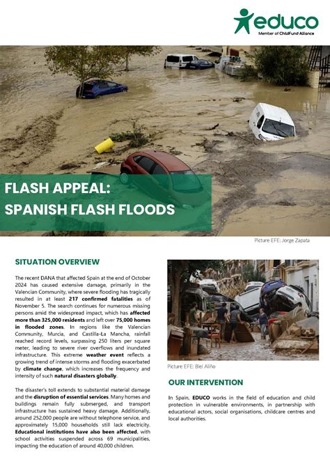 Flash appeal: Spanish floods - ChildFund Alliance