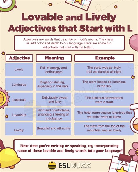 Learn English Faster: 50 Adjectives that Start with L - ESLBUZZ