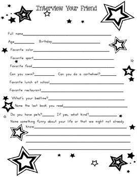 Friend Interview Worksheet 的图像结果