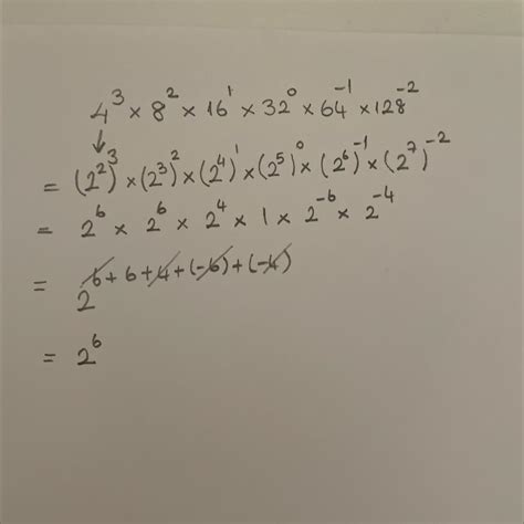[tex]4 {}^{3} times 8 {}^{2} times 16 {}^{1} \ times 32 {}^{0 ...