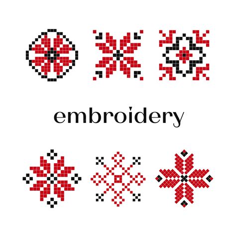 Premium Vector | Set of embroidered symbols in the Ukrainian style