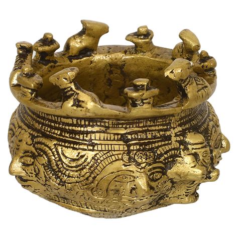 Brass Auspicious Nandi Kalash for Religious Offerings - eCraftIndia Online