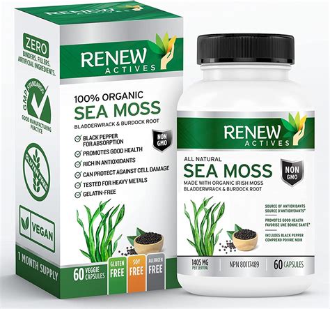 Renew Actives Sea Moss Capsules - Powerful Triple-Action Antioxidant Seamoss Pills with ...