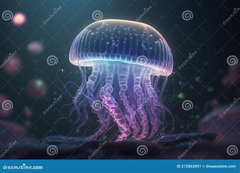 Glowing Deep-Sea Jellyfish: a Radiant Beauty in the Darkness Stock ...