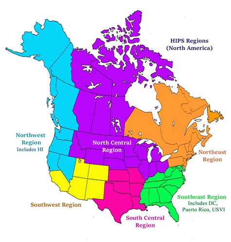 Regions Of North America The Americas, Geoscheme And Political Map.