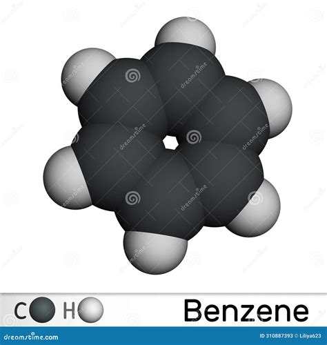 Benzene, Benzol C6H6 Molecule. Molecular Model Stock Illustration ...
