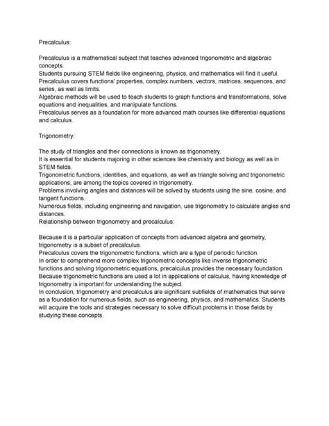 Image result for Pre-Calc Overview