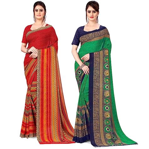 Buy Anand Women's Combo of Georgette Sarees with Blouse Piece(Pack/Set ...