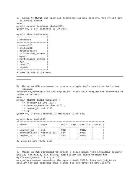 My SQL Assignment -1 (DDL) - Login to MySQL and view all databases ...