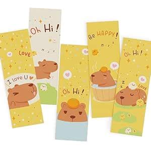 Pack of 20 Capybara Bookmarks, Book Lover Gifts, 5 Designs Page Markers ...