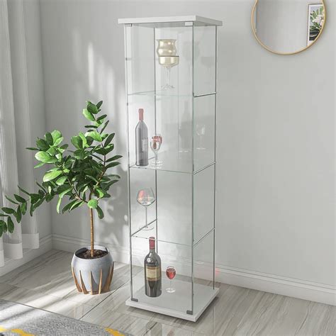 Takefuns Glass Door Cabinet 4 Shelf Curio Cabinet Glass Display ...