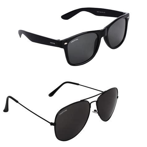 Creature Black Matt Finish Unisex Sunglasses Combo with UV Protection ...