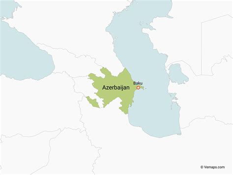 Map of Azerbaijan with Neighbouring Countries | Free Vector Maps