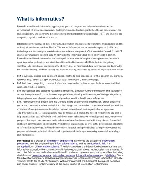 Image result for Example of Informatics