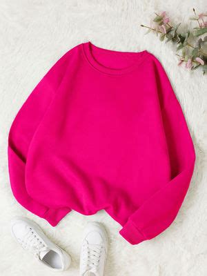Buy KOTTY Women Full Sleeve Round Neck Solid Pink Sweatshirt Online