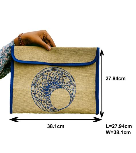 Handcrafted Jute Laptop Sleeve with Blue Mandala Design – Vanshikas