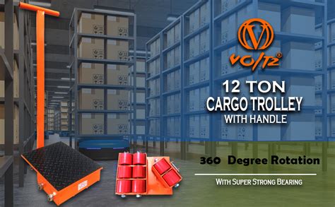 VOLTZ 12 TON Cargo Trolley with Handle 180 Degree Rotation Heavy Duty ...