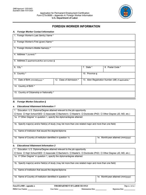 Form ETA-9089 - Appendix A - 508 Compliant - 06.01.2023 | PDF
