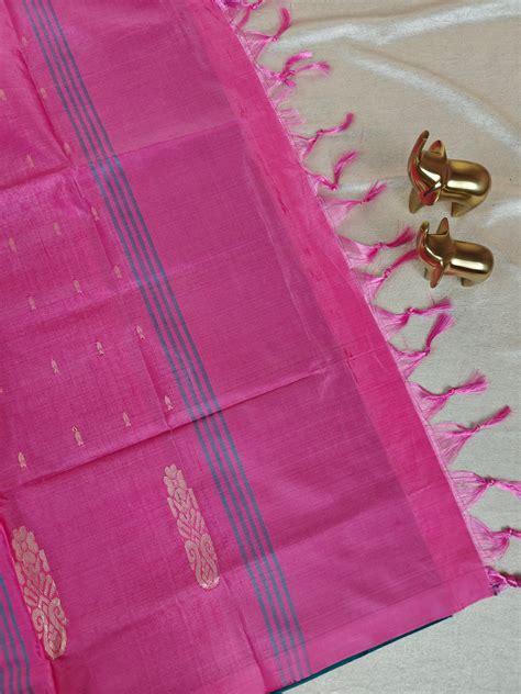 Chinnalampattu Saree - Sea Green with Pink – Looms Legacy