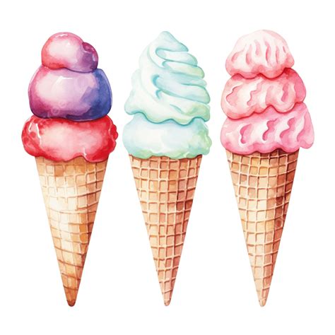 Watercolor Ice Cream Clip Art Element, Watercolor, Clip Art, Hand PNG ...