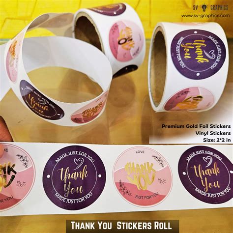 Thank You Roll Premium Gold Foil Stickers Purple-Pink Duo – SV Graphics