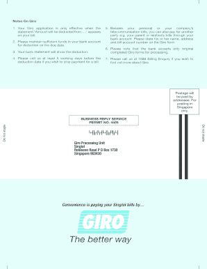 Singtel Giro Form - Fill and Sign Printable Template Online