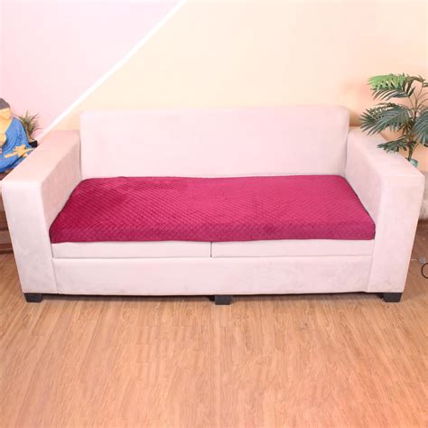 STITCHNEST 2 Seater Quilted Velvet Sofa Cover Protector (Maroon ...